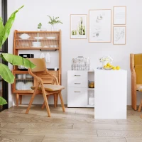 HOMCOM L-Shaped Desk, Computer Corner Desk with Storage Shelf, Drawer, PC Table Home Office Workstation, White(m-12)