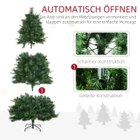 HOMCOM Künstlicher Weihnachtsbaum, Christbaum, stabiler Sockel, klappbar, Grün(m-7)
