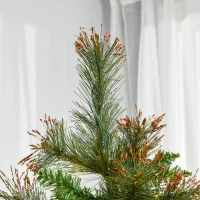 HOMCOM 1.8m 6ft Pre-Lit Christmas Tree Artificial Spruce Xmas Tree Warm White LED Holiday Décor with Metal Stand(m-9)