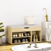 HOMCOM Shoes Cabinet Bench Hidden Storage Padded Seat Organiser Footwear Rack Hallway Oak Tone(m-10)