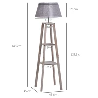 HOMCOM Lampadaire design contemporain 2 étagères intégrées 40 W max. dim. 45L x 45l x 148H cm pin lin gris(m-3)