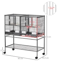 PawHut Large Bird Cage Parrot Cage with Divider, Slide Tray for Finch Canaries Parakeets Cockatiels, 95 x 45.5 x 102 cm(m-3)