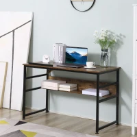 HOMCOM Tiltable Drafting Table Home Office Computer Desk w/ Open Shelf, Rustic Brown(m-13)