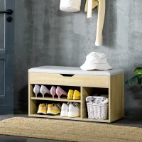 HOMCOM Shoes Cabinet Bench Hidden Storage Padded Seat Organiser Footwear Rack Hallway Oak Tone(m-2)