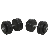HOMCOM 2x Korte Halters, 50 kg Halterset met 2 korte halterstangen