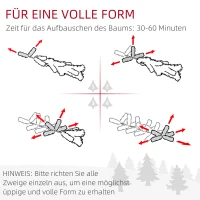 HOMCOM Künstlicher Weihnachtsbaum, Christbaum, stabiler Sockel, klappbar, Grün(m-6)