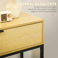 HOMCOM Consola pentru hol cu sertar, masa consola din lemn cu picioare din otel, 80x30x76cm, lemn si negru(m-6)