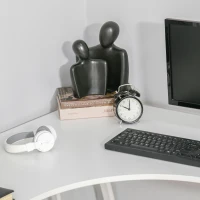 HOMCOM L-Shaped Office Desk w/ Storage Drawer Home Office Corner Industrial Style Workstation, White(m-10)