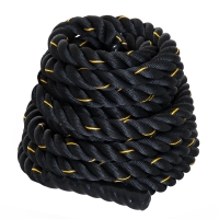 HOMCOM Corda de Batalha Ø38 mm Comprimento 9 m Battle Rope para Exercícios Fitness Crossfit Ultra-Resistente Preto e Amarelo