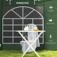 Outsunny Gazebo Side Panels, 2 Pack Sides Replacement, for 3x3(m) or 3x6m Pop Up Gazebo, with Windows and Doors, Green(m-6)