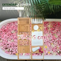HOMCOM Extendable Bamboo Bathtub Shelf Rack Bath Caddy Tray Bathroom Storage, Set of 2(m-4)