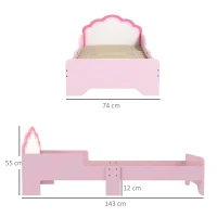 ZONEKIZ Toddler Bed Frame, Princess Bed for Kids, Cloud-Design, 143 x 74 x 55cm - Pink(m-3)