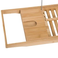 HOMCOM Extendable Bamboo Bathtub Shelf Rack Bath Caddy Tray Bathroom Storage, Set of 2(m-9)