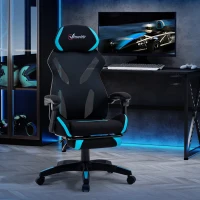 Vinsetto Scaun Gaming Ergonomic 65×65×119‑129 cm Negru/Albastru(m-10)