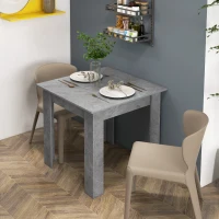 HOMCOM Square Dining Table, Modern Dining Room Table with Faux Cement Effect, Space Saving Small Dining Table(m-10)
