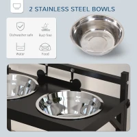 PawHut Dog Bowls with Stand, Adjustable Height Elevated Dog Bowls for Small Medium Large Dogs - Black(m-6)