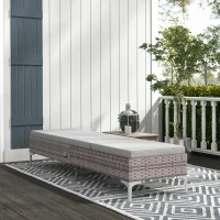 Outsunny Outdoor PE Rattan Sun Lounger, Multi-position Backrest Adjustable Single Recliner Sunbed Daybed with Removeable & Washable Cushion, for Patio, Garden, Light Grey(m-10)