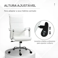 Vinsetto Cadeira de Escritório Ergonómica Giratória 360° Basculante com Altura Ajustável 54x62x104-114 cm Branco(m-4)
