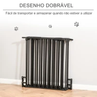 PawHut Barreira de Segurança para Animais de Estimação Barreira Dobrável de 5 Painéis com Fechadura Inteligente 300x74,5 cm Preto(m-5)