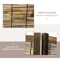HOMCOM Biombo de 4 Painéis Separador de Ambientes Dobrável 160x1,8x170 cm Divisor de Ambientes de Madeira e Caniço Madeira(m-4)