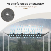 Outsunny Cobertura para Pérgola 2,5x2,55 m Teto de Substituição Retrátil para Pérgola com 10 Orifícios de Drenagem Cinza Escuro(m-5)