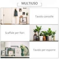 HOMCOM Tavolo Consolle da Ingresso e Soggiorno, Ripiano in Vetro, Mensola e 2 Cassetti, in Metallo e Legno, Nero e Marrone, 100x35x76cm(m-7)