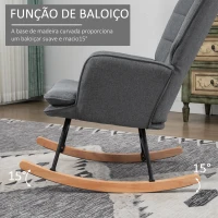 HOMCOM Conjunto de Poltrona Baloiço com Apoio para os Pés Poltrona Relax com Almofada Acolchoada e Anti-Tombo 64x89x90 cm Cinza(m-4)