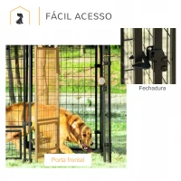 PawHut Parque para Cães com 8 Painéis 2 Suportes Giratórios para Comida 2 Tigelas e Toldo Impermeável 141x141x153 cm Preto e Vermelho(m-7)