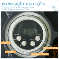 PawHut Comedouro Automático para Cães e Gatos com Temporizador Ecrã LED Digital 6 Tigelas 128 ml e 4 Comidas Diárias Ø30,5x7,2 cm Branco(m-4)