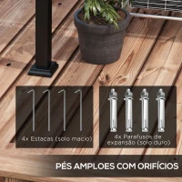 Outsunny Pérgola de Parede 297x211x220 cm Pérgola de Jardim com Teto Retrátil e Estrutura de Aço Pérgola para Pátio Exterior Cinza Escuro(m-6)