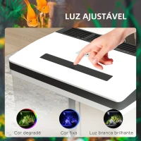 PawHut Aquário de Cristal de 28L Aquário Pequeno com Sistema de Filtração Iluminação LED e Bomba de Água 38x26x39,5 cm Branco(m-5)