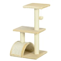 PawHut 72cm Cat Tree with Scratching Post, Pad for Indoor Cats - Cream White(m-11)