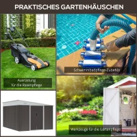 Outsunny Szopa na narzędzia z metalu z pochyłym dachem i zamykanymi drzwiami przesuwnymi 2,8 x 3,45 x 2,01m Szary(m-6)