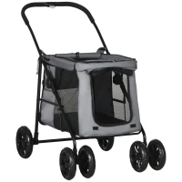 PawHut Hundebuggy Hundewagen bis 20 kg Klappbar 3 Seitentasche 102 cm x 62 cm x 105 cm Grau(m-1)