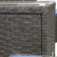 Outsunny 5 Pieces PE Rattan Garden Furniture Set, Wicker Outdoor Sofa Set w/ 2 Armchairs 2 Stools Glass Top Table Cushions, Blue(m-9)