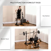 SPORTNOW Heavy Duty Barbell Squat Rack, Adjustable and Multifunctional Weight Power Stand, for Home, Gym - Black(m-4)