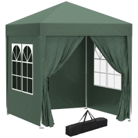Outsunny Gazebo 2x2 m Pieghevole con 4 Pareti Rimovibili e Borsa da Trasporto, in Metallo e Poliestere, Verde
