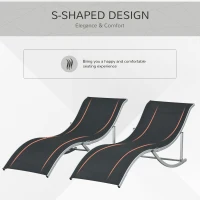 Outsunny 2 Pieces Folding Sun Lounger, S-shaped Lounge Chairs Reclining Sleeping Bed with Aluminium Frame(m-7)