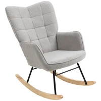 HOMCOM Schaukelstuhl im Retro-Design, Massivholz, Schwingsessel, 71 cm x  92 cm x 101 cm, Hellgrau(m-15)