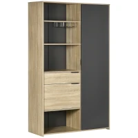 HOMCOM Dulap de bucatarie , dulap de depozitare independent cu 3 rafturi reglabile, sertar si raft de vase pentru camera de zi, sufragerie, natural(m-1)