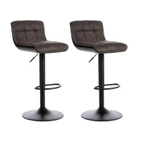 STONES Set 2 Sgabelli in microfibra con struttura in metallo verniciato e leva a gas, 39x49x83/99cm, grigio scuro e nero(m-1)