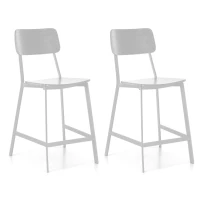 STONES Set 2 Sgabelli in legno, multitrato e metallo verniciato, 51x51.5x97cm, bianco(m-1)