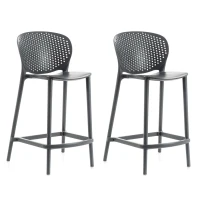 STONES Set 2 Sedie con seduta, schienale e gambe in polipropilene, 46x42x93cm, grigio scuro(m-1)