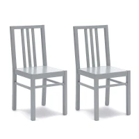 STONES Set 2 Sedie in Legno Laccato, 39.5x39.5x86.5 cm, Grigio Chiaro(m-1)