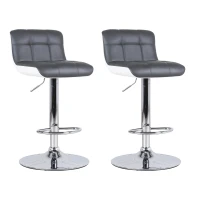 STONES Set 2 Sgabelli in Similpelle con Struttura in Metallo Cromato, 36x38.5x83/98 cm, Grigio Scuro(m-1)