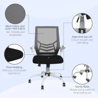 Vinsetto Mesh Office Chair, Computer Desk Chair with Flip-up Armrests, Lumbar Back Support and Swivel Wheels, Black(m-9)