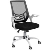 Vinsetto Mesh Office Chair, Computer Desk Chair with Flip-up Armrests, Lumbar Back Support and Swivel Wheels, Black(m-1)