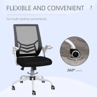 Vinsetto Mesh Office Chair, Computer Desk Chair with Flip-up Armrests, Lumbar Back Support and Swivel Wheels, Black(m-8)