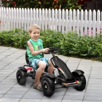 HOMCOM Metal Kids Pedal Go Kart with Adjustable Seat Inflatable Tyres Black(m-2)