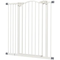 PawHut Pressure Fit Dog Stair Gate No Drilling Safety Gate Auto Close for Doorways, Hallways, 74-94cm Adjustable, 94cm Tall, White(m-11)